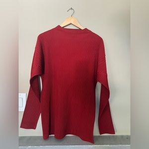 issey miyake Homme Plisse Red Pleated Long Sleve Shirt Size 4